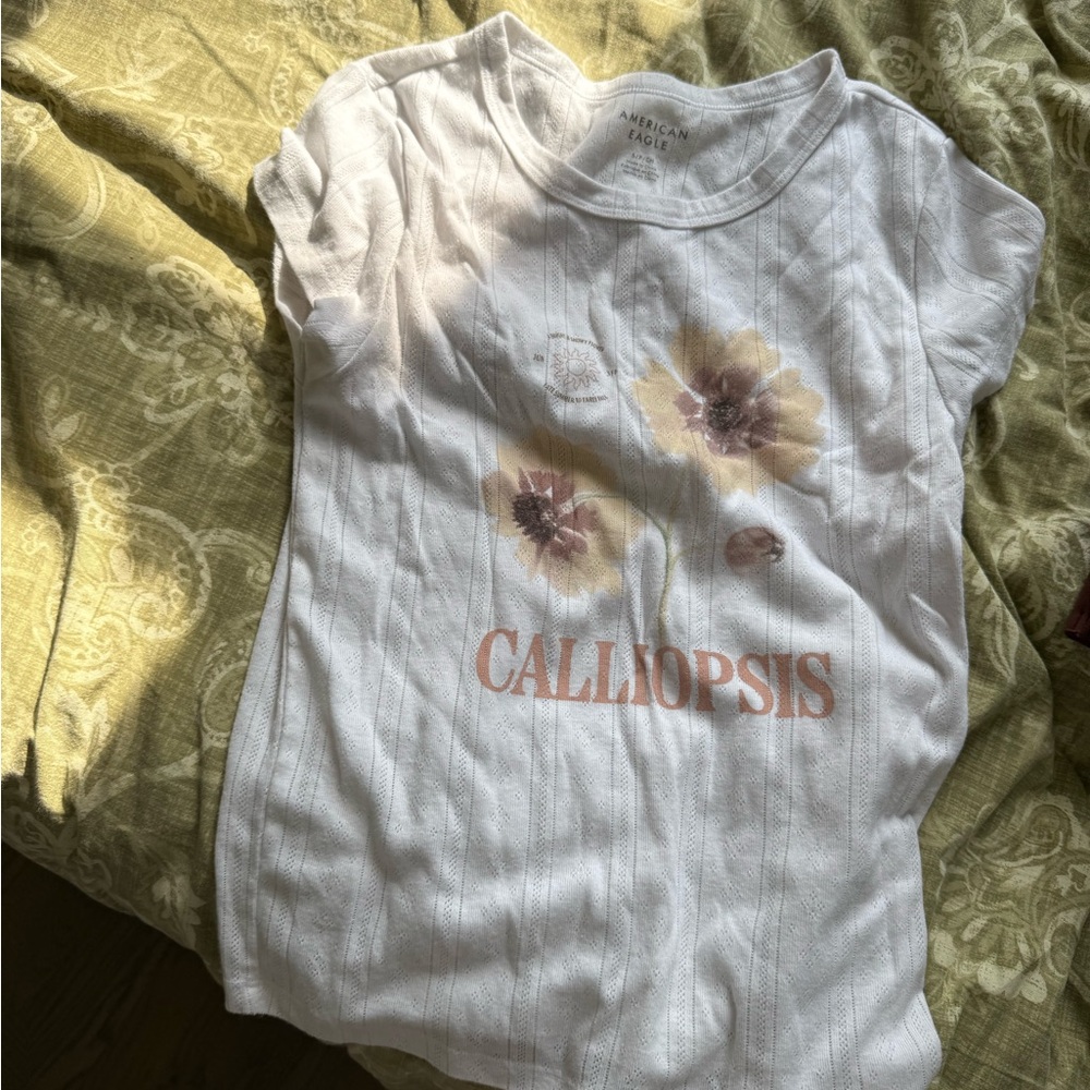 American Eagle Outfitters White Tee with Floral Print